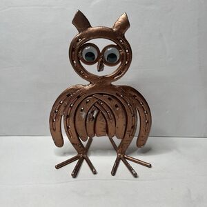 10” Painted Hand Crafted Metal Art Horseshoe Owl